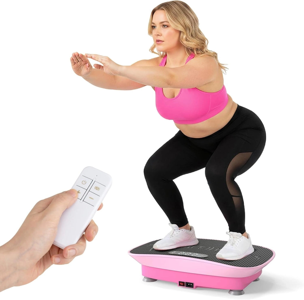 Pedana Vibrante Dimagrante con 10 Livelli di Intensità, Timer da 10 Minuti e Silenziosa Fitness, Pedana Fitness con Schermo e Telecomando per Allenamento Completo a Casa
