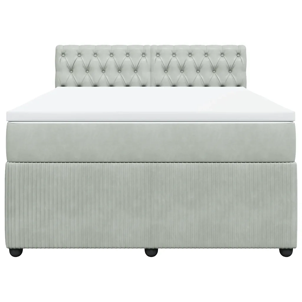 Giroletto a Molle con Materasso Grigio Chiaro 160x200cm Velluto