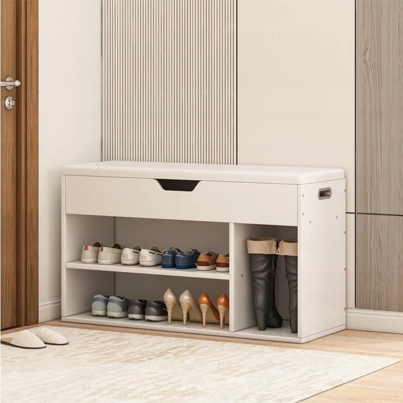 Scarpiera da 80x30x44 cm, finitura bianca, ideale per l'ingresso.
