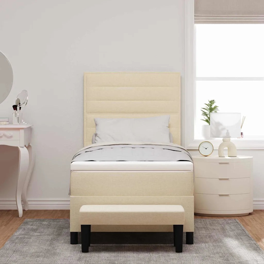 Letto a molle con cuscino Crema 100 x 200 cm Tessuto 3343972