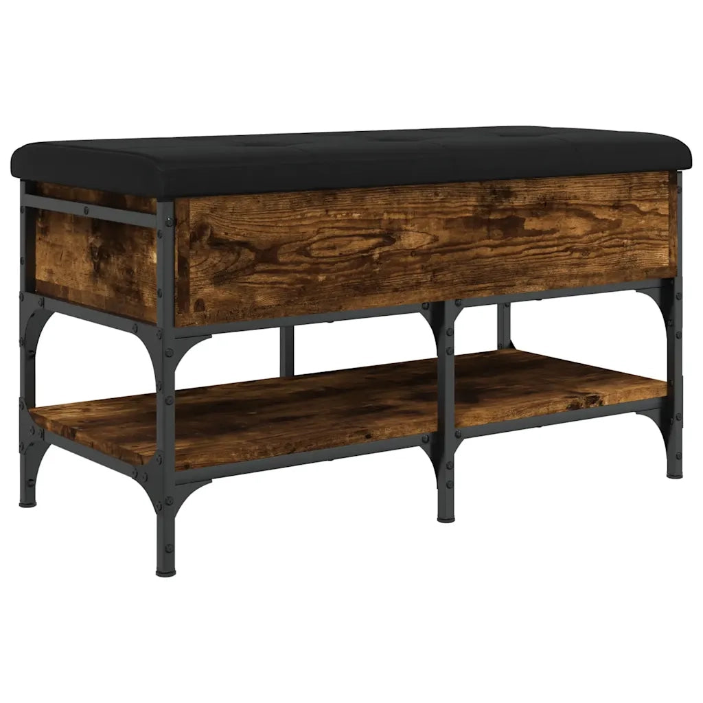 Panca Porta Scarpe-Sgabello-Panca Scarpiera Rovere Fumo 82x42x45 cm in Legno Multistrato