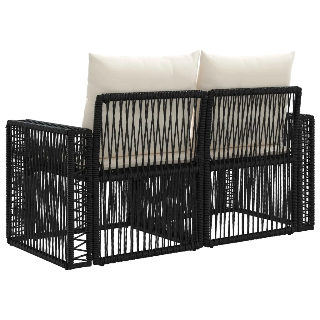 Divano da giardino 2-Numero di posti Nero polyrattan 42026698