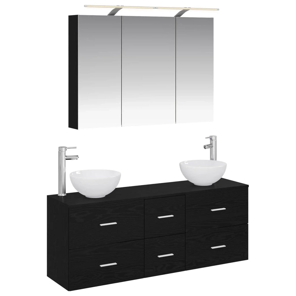 Set di mobili per il bagno 4 pcs Rovere Nero 3406696
