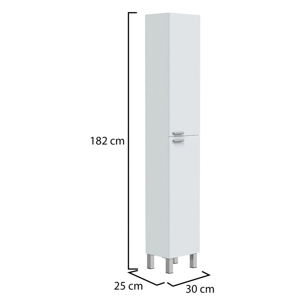 Nin, Mobile Colonna 3 Ripiani, 30x25x182h cm Bianco Lucido