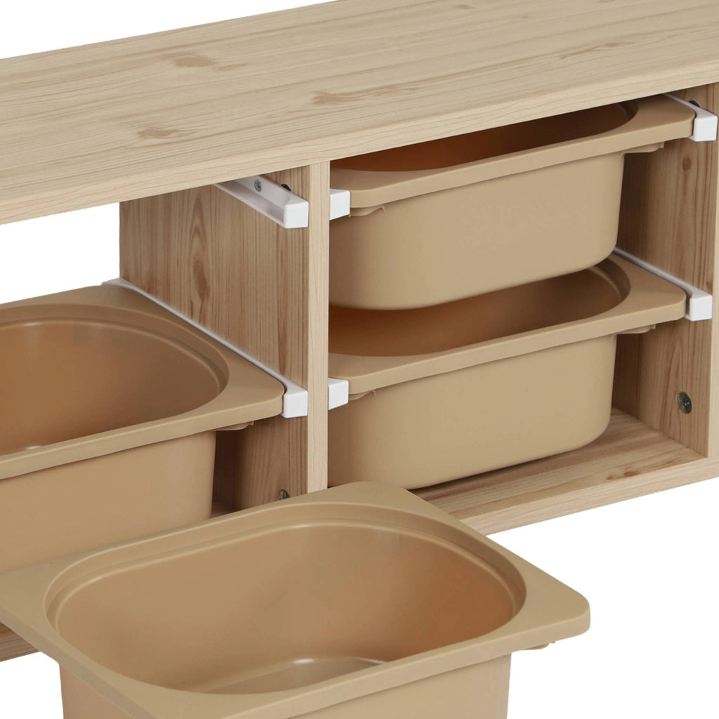 Mobile di stoccaggio per bambini con 6 contenitori colorati, beige