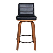 Sgabello da bar con schienale ergonomico e poggiapiedi in metallo e legno nero