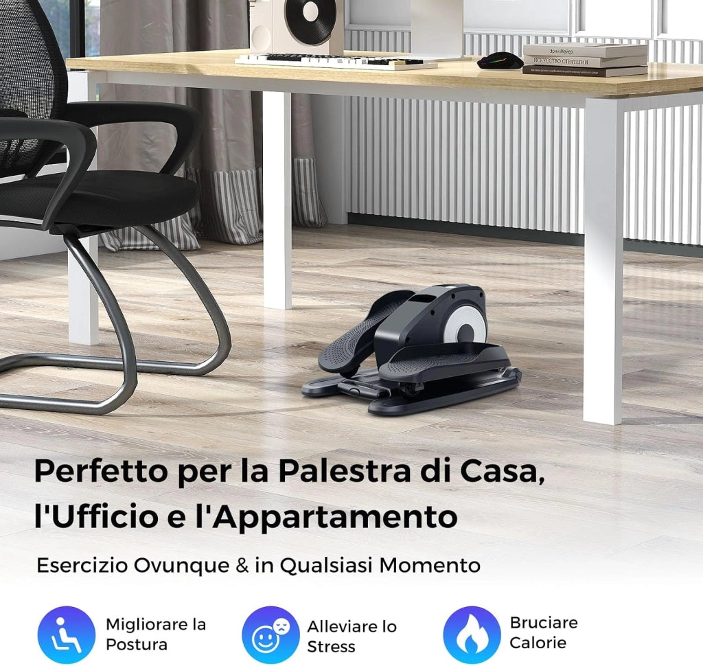 Pedaliera Elettrica Ellittica da Scrivania, Cyclette da Seduti per Gambe per Anziani con Monitor Display, Controllo Remoto, Esercitatore Silenzioso e Portatile per Casa e Ufficio