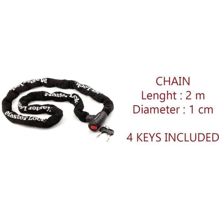 Catena Antifurto Moto MASTER LOCK - Catena da 2 m - Ideale per Moto e Scooter