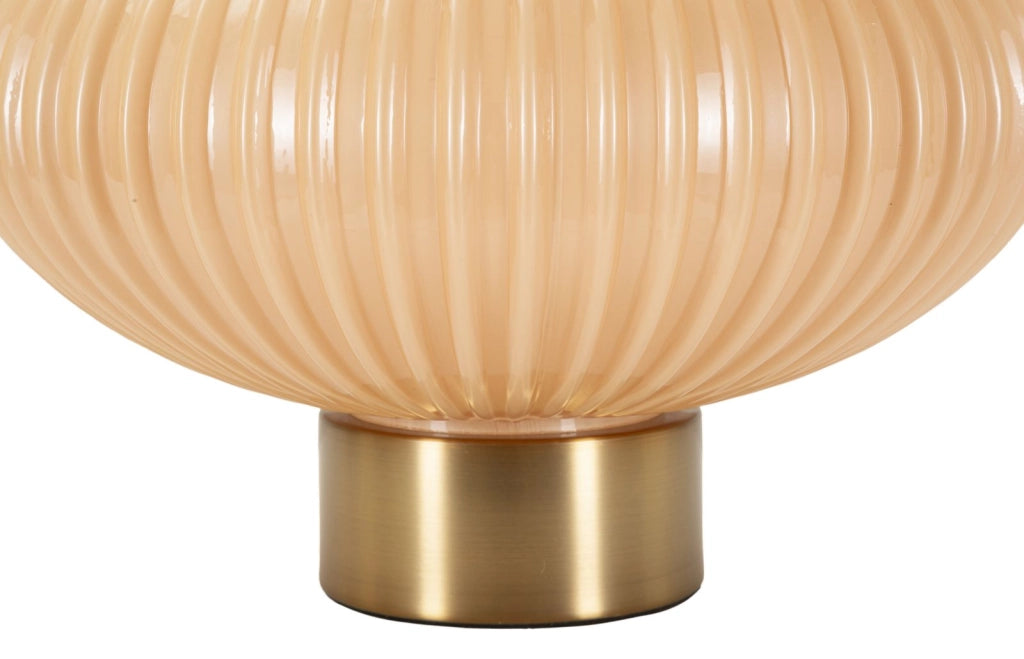 Lampada da Tavolo Perly Ø33x49 cm in Vetro e Ferro e Tessuto Perla e Oro
