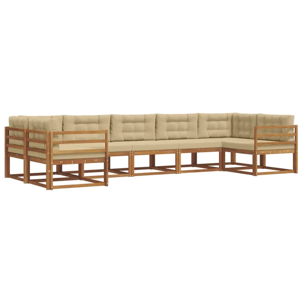 Set di divani da esterno con cuscino 7 pcs Naturale e Beige
