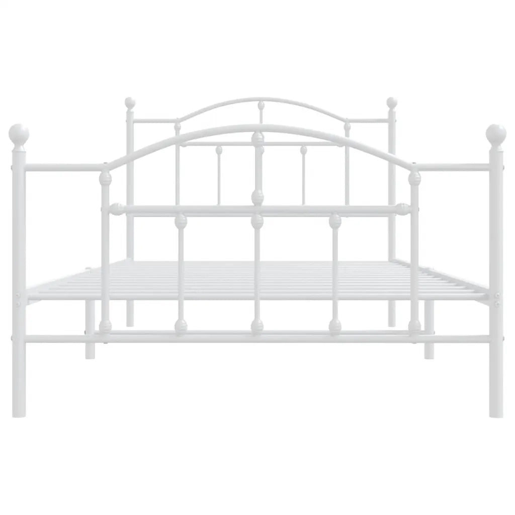 Giroletto con Testiera e Pediera Metallo Bianco 100x200 cm