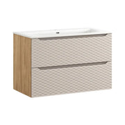 Set da bagno YOKA beige: mobile sottolavabo 90 cm + lavabo incassato