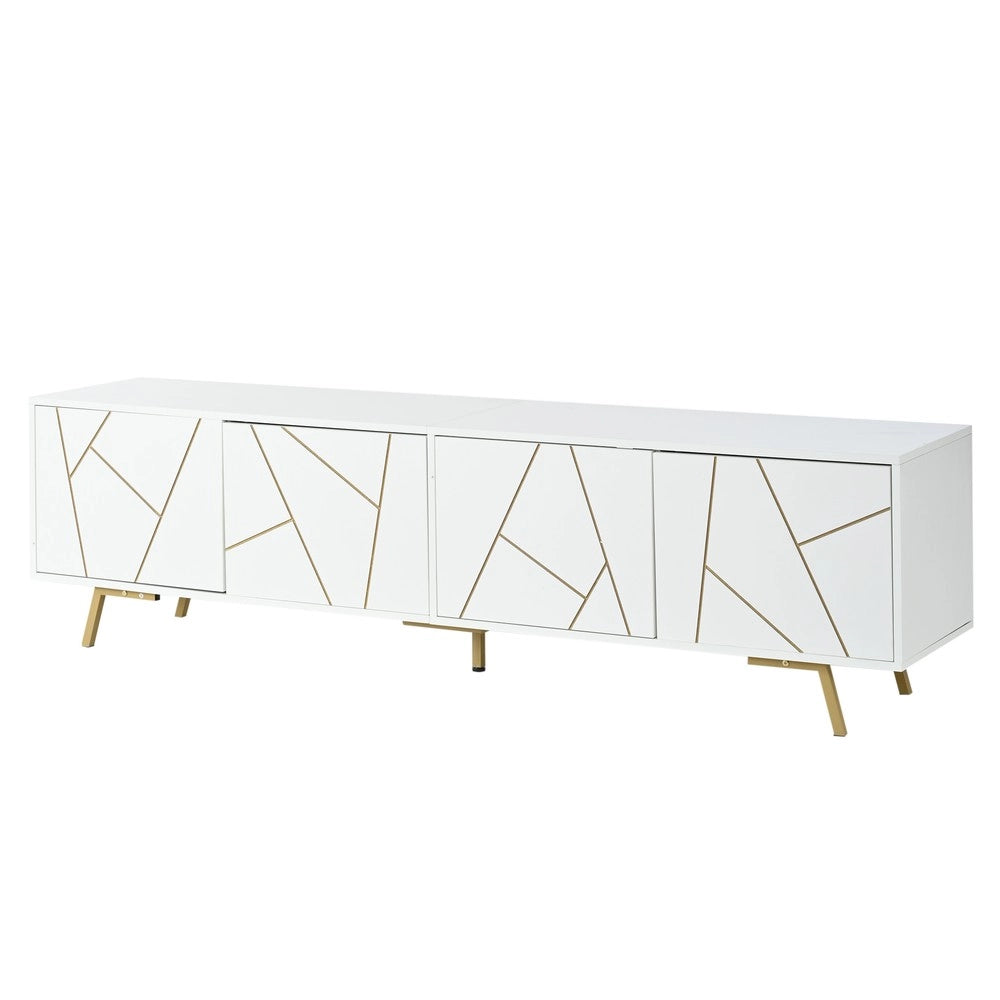 Mobile TV Soggiorno con Ante ¨C Xylo ¨C Bianco/Oro, 190x40x51,5 cm