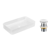Lavabo rettangolare da appoggio 61x34 cm bianco lucido in ceramica con piletta clic-clac