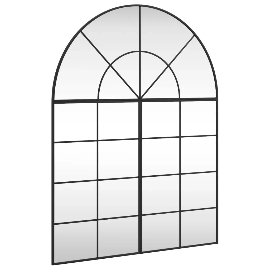Specchio da Parete-Specchio a Muro-Specchio Decorativo Nero 100x130 cm Arco in Ferro