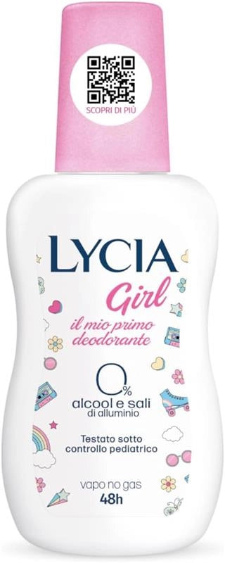 LYCIA DEODORANTE VAPO GIRL PER BAMBINE E RAGAZZE DERMATOLOGICAMENTE TESTATO SOTTO CONTROLLO PEDIATRICO 75ML
