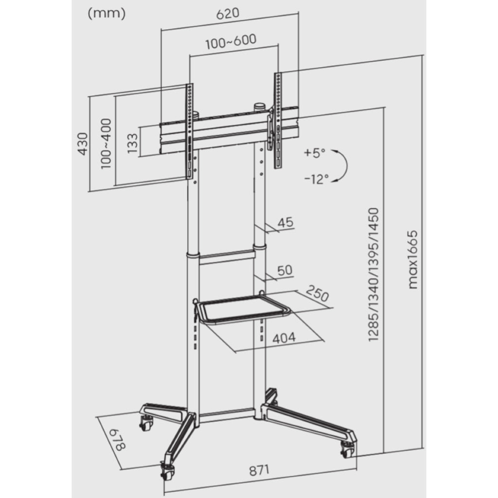 Superior Supporto Tv 37-70  Pro Da Pavimento 50kg Supstv022