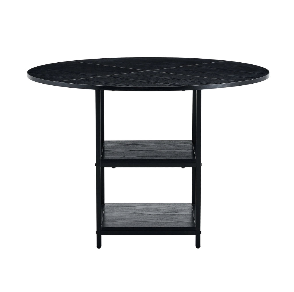 Tavolo da pranzo rotondo nero Ø107 cm con ripiani