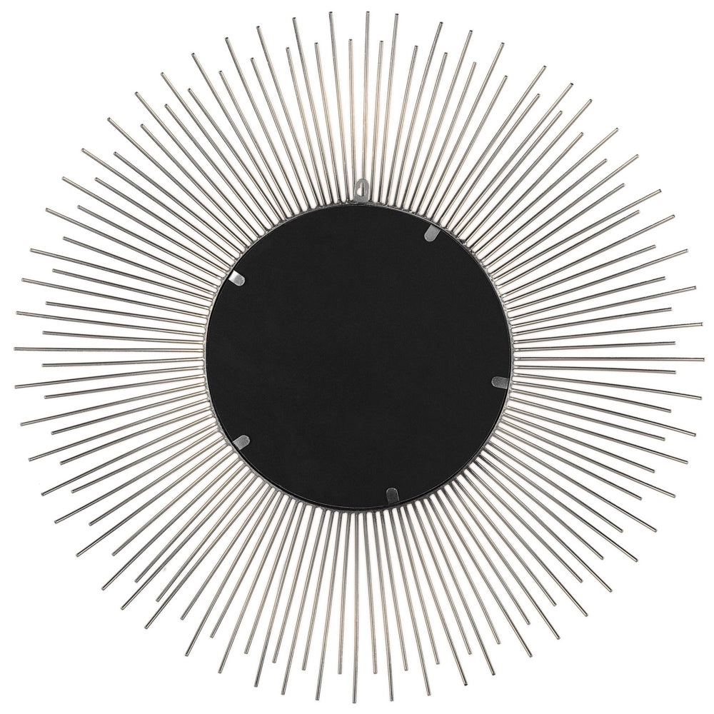 Specchio da parete a forma di sole argentato rotondo da 80 cm a forma di sole