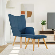 Poltrona Relax con Poggiapiedi Blu in Tessuto 327934