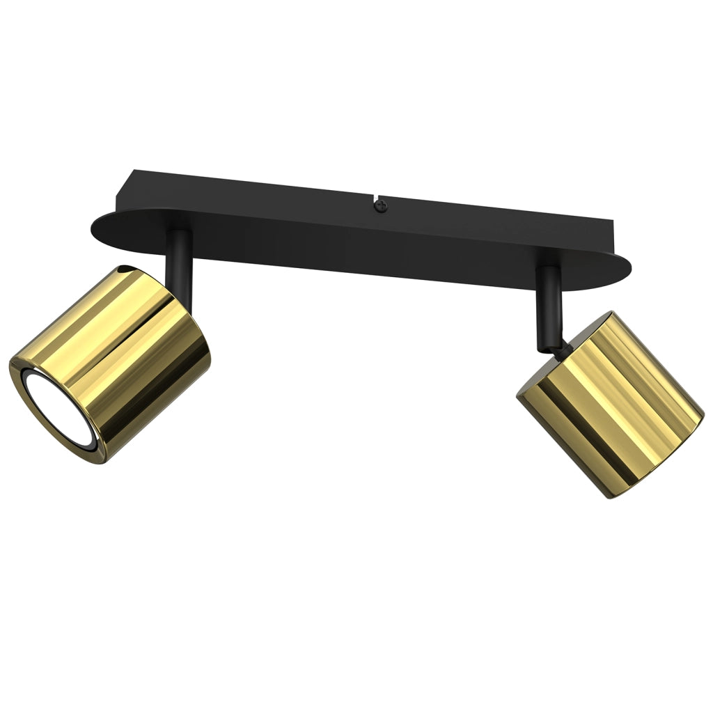 Plafoniera barra nera/ottone 2 spot GU10 Demia Luminex
