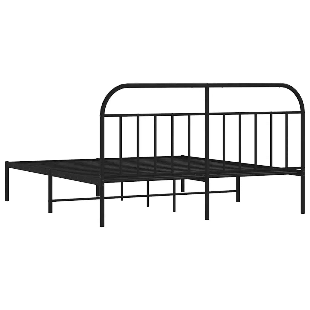 Giroletto con Testiera-Struttura Letto con testiera in Metallo Nero 180x200 cm 405978