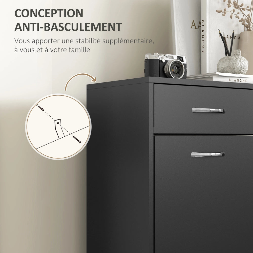 Scarpiera con cassetti e ante abbatibili ¨C zephmum ¨C Nero 80x30x91.5 cm