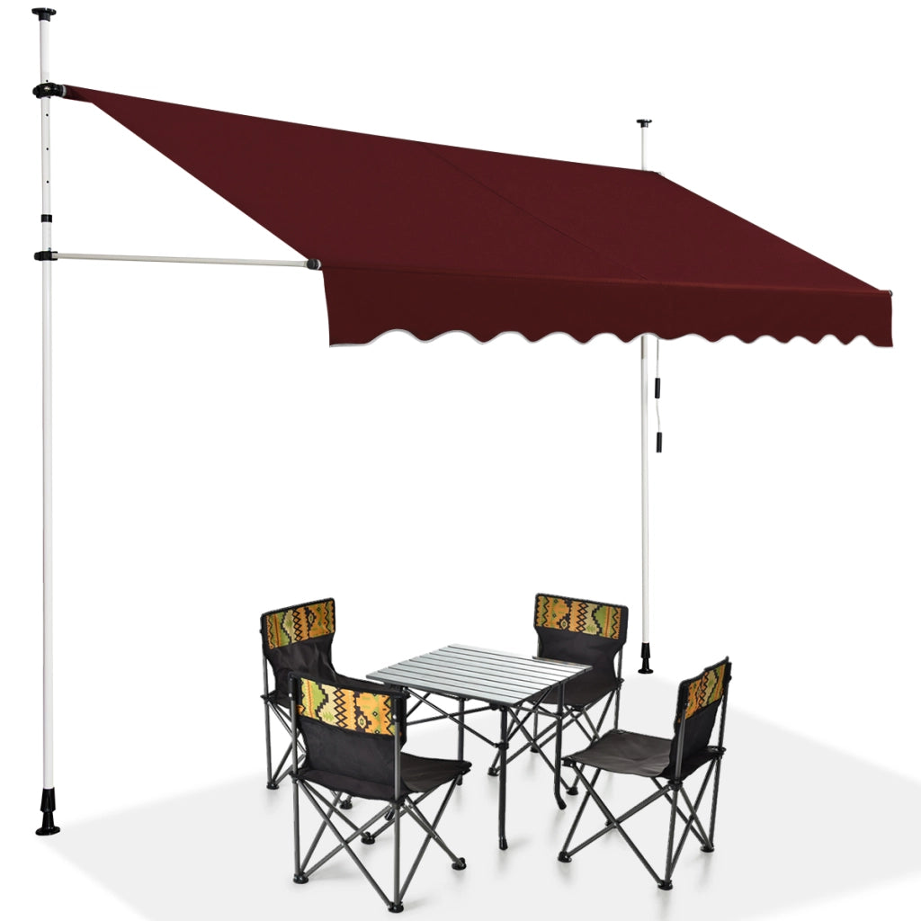 Tenda da sole telescopica e retrattile, Tenda parasole resistente ai raggi UV impermeabile 300 x 120 cm Rosso-Tende parasole