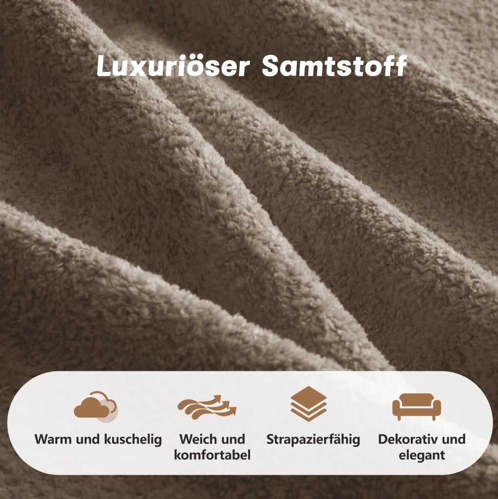 Divano modulare angolare in velluto marrone con pouf; 192x167x70 cm; senza montaggio