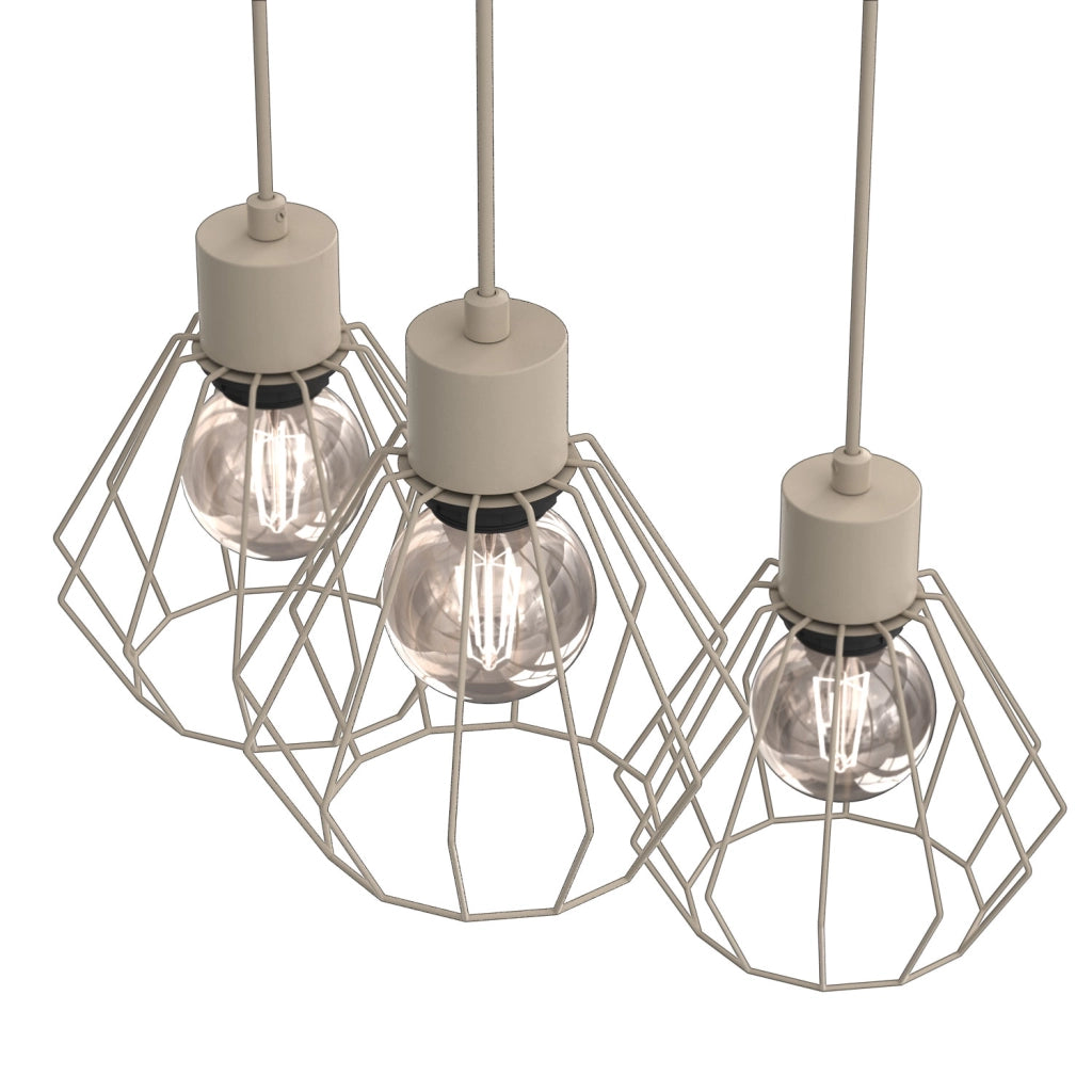 Lampada a sospensione Parkla 3 luci beige metallo E27