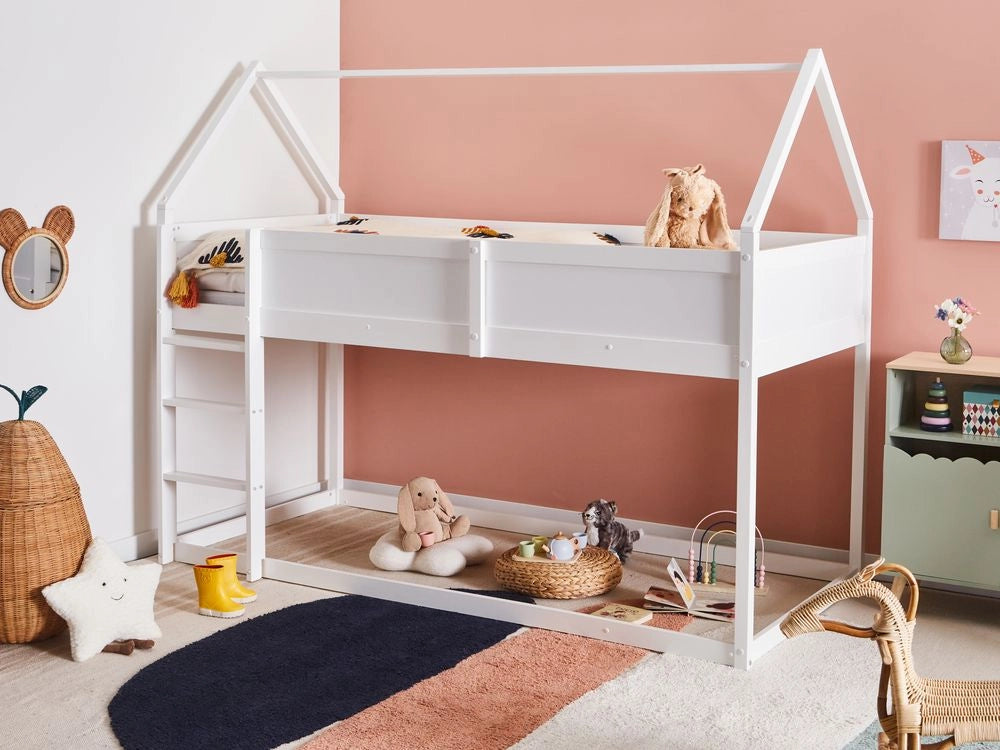 Letto a mezza altezza con rete a doghe 90 x 200 cm Struttura per bambini in legno di pino bianco