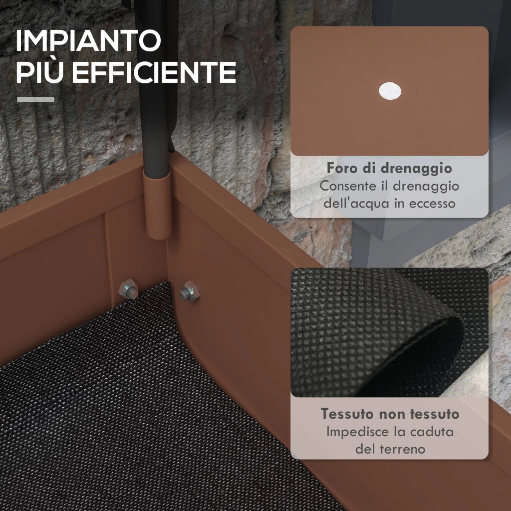 Fioriera Rialzata con Mini Serra ¨C zephmum ¨C Marrone 80x40x120cm