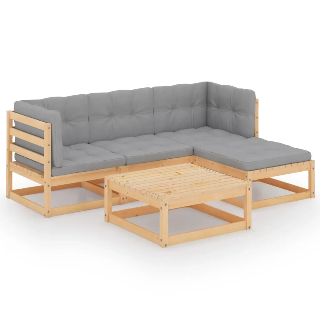 Set Divani da Giardino 5 pz con Cuscini Legno Massello di Pino cod mxl 42778