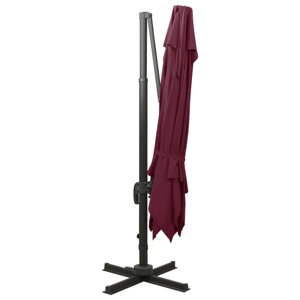 Ombrellone a braccio con doppia copertura 300 x 300 cm rosso bordeaux 02_0008559