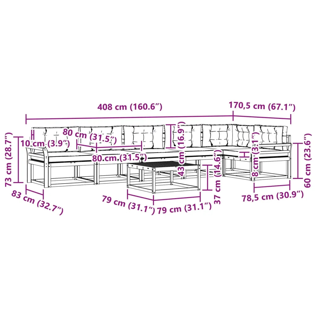 Set di divani da esterno 7 pz Bianco e Antracite Poliestere 3386551