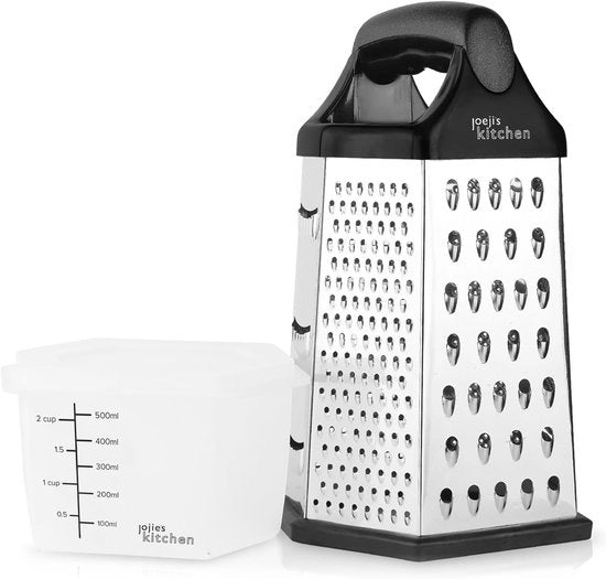 Manicotto a 6 facce con contenitore - Raspante ideale per la cucina per formaggi, frutta e verdure