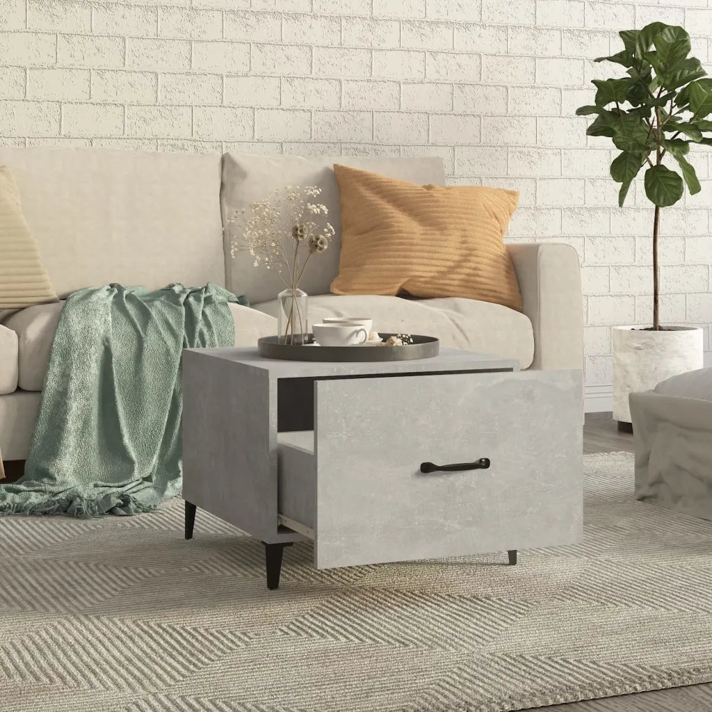 Tavolino da Salotto Gambe in Metallo Grigio Cemento 50x50x40 cm 812734