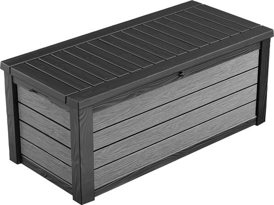 Cassa di sedile acqua-tight 454 litri volume con finitura in grafite e design in legno, banco per 2 adulti (massimo 300 kg) 145 x 697 x 603 cm, cassa multifunzionale con spazio di stoccaggio