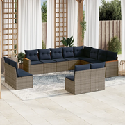 Set Divani da Giardino 12 pz con Cuscini Grigio in Polyrattan 3226474
