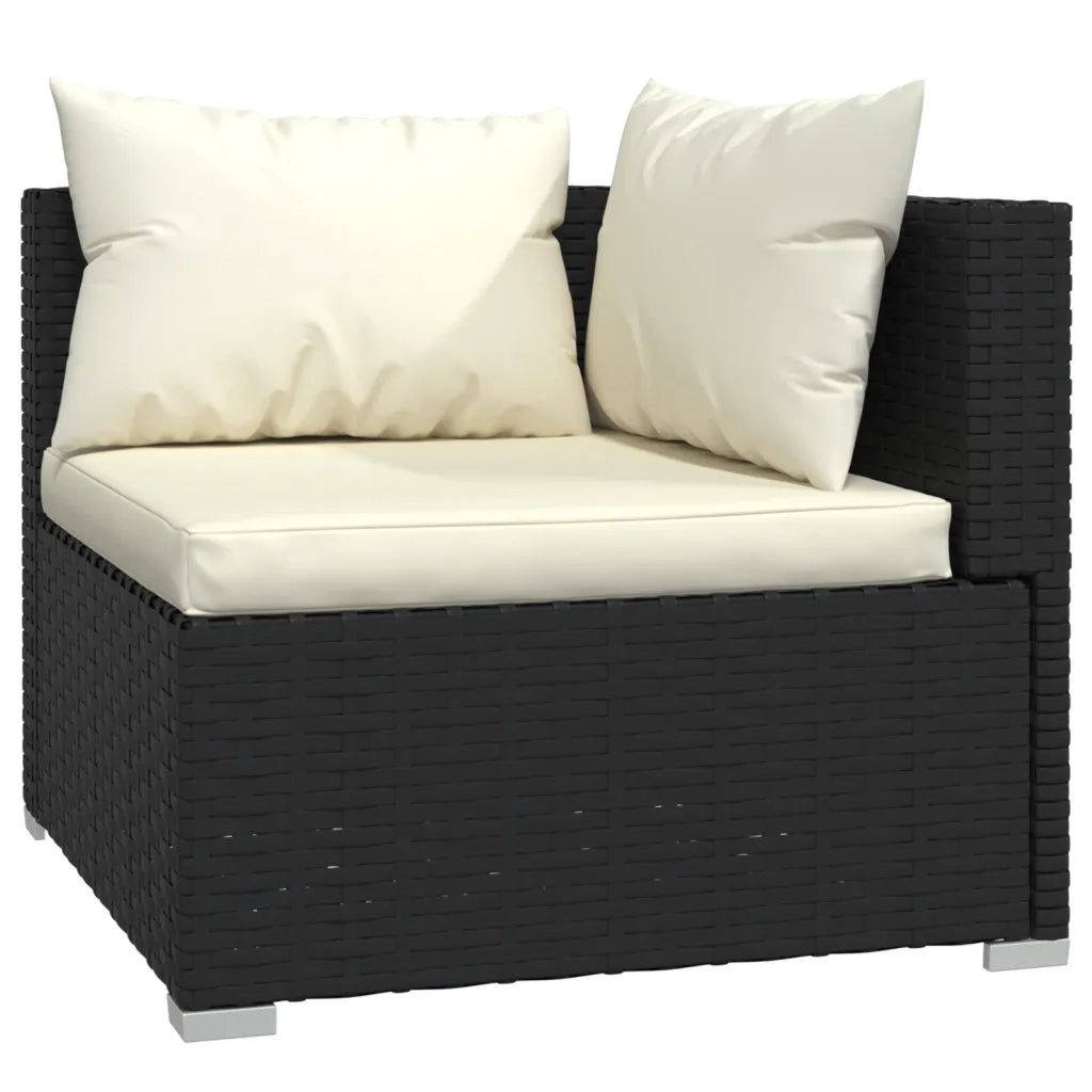 Set Divani da Giardino 7 pz con Cuscini in Polyrattan Nero 3101719