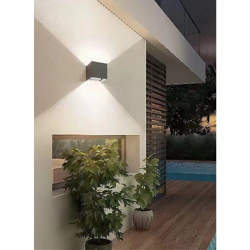 Trade Shop - Applique Da Parete 22watt Grigio Per Esterno Doppia Emissione Luminosa Ip65 Es66 -