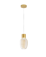 Lampada a Sospensione LED Lapo 12W 1300lm 3000K Dimmerabile a step, Struttura in Metallo e Vetro Borosilicato Colore Cognac - 3768-40-365