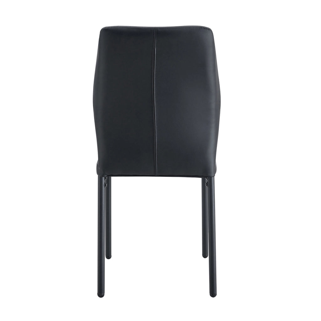 Set 4 Sedie da Pranzo in Similpelle Nera con Gambe in Metallo ¨C MINIMAL ¨C Design Moderno