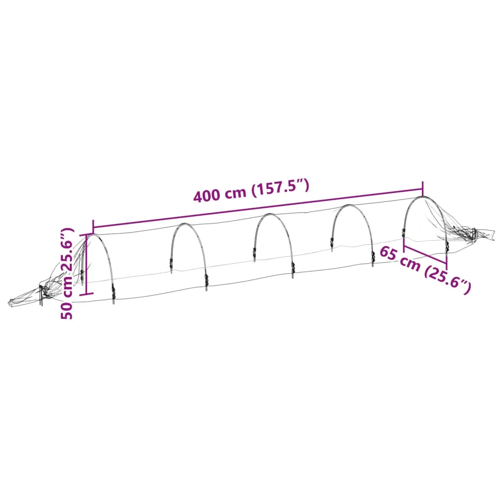 vidaXL Tunnel in Rete 3pz 1,5x5 m in Fibra di Vetro e PP