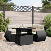 Set Divani da Giardino 5 pz con Cuscini in Polyrattan Nero 3268506