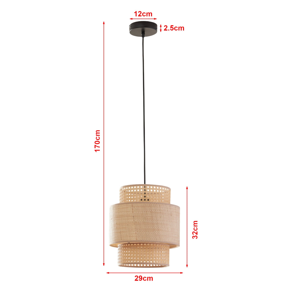 Lampada a Sospensione Biggar a Paralume Cilindrico Doppio Ø29 cm - Beige lux.pro