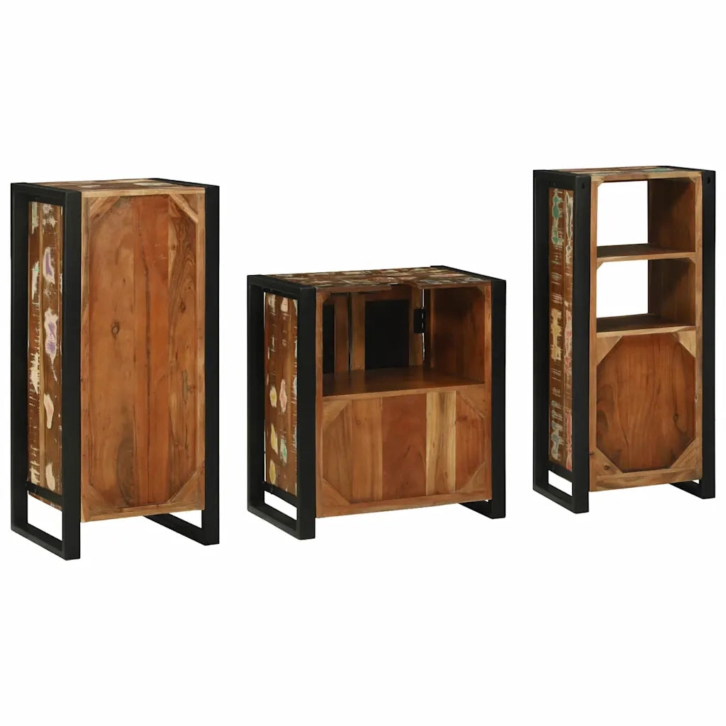 vidaXL Set di mobili per il bagno 3 pcs Legno massello riciclato