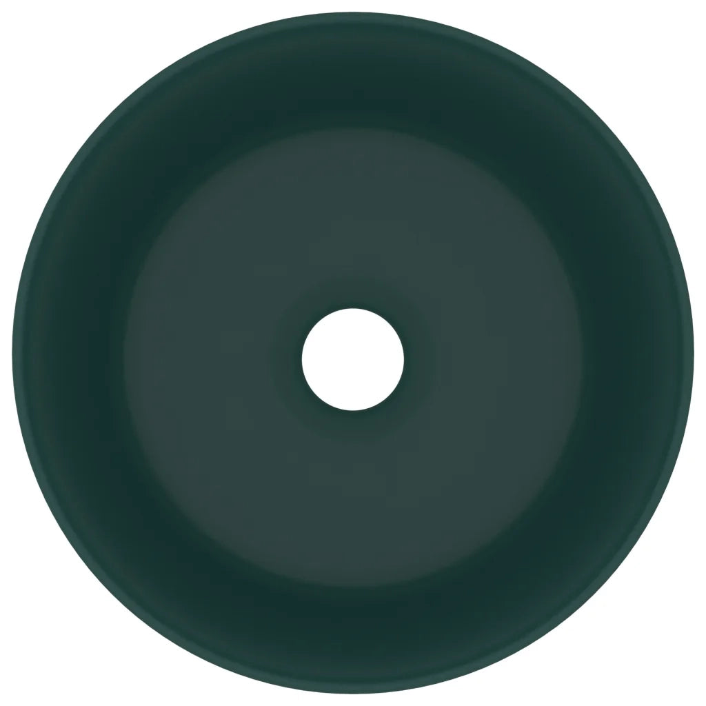Lavandino Lusso Rotondo Verde Scuro Opaco 40x15 cm in Ceramica 147014