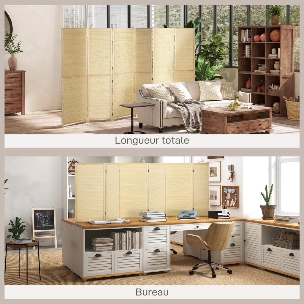Paravento in bamb¨´ 6 pannelli ¨C Minimal ¨C 270x180 cm naturale