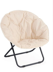 Poltrona da Giardino Pieghevole 82x35x82 cm Moon in Acciaio e Poliestere Beige